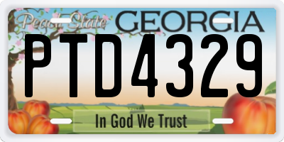 GA license plate PTD4329