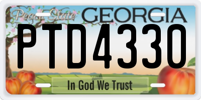 GA license plate PTD4330