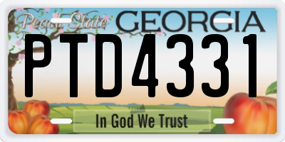 GA license plate PTD4331