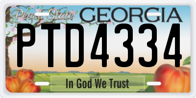 GA license plate PTD4334