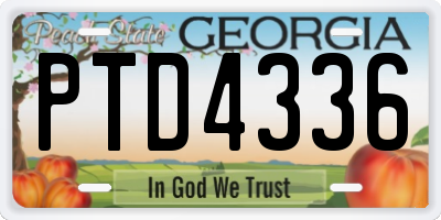 GA license plate PTD4336