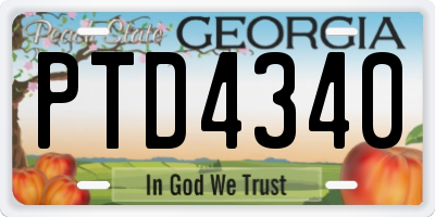 GA license plate PTD4340