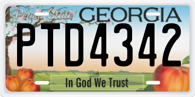 GA license plate PTD4342