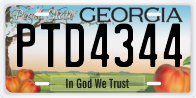 GA license plate PTD4344