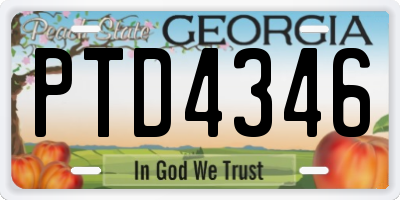 GA license plate PTD4346