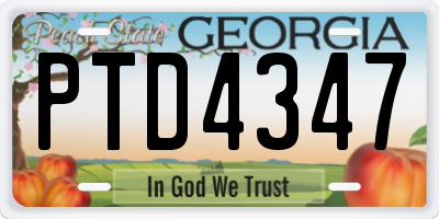 GA license plate PTD4347