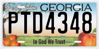 GA license plate PTD4348