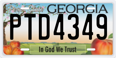 GA license plate PTD4349