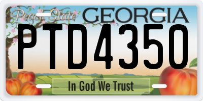 GA license plate PTD4350