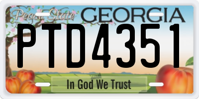 GA license plate PTD4351