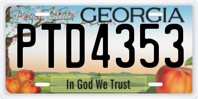 GA license plate PTD4353