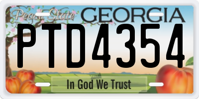 GA license plate PTD4354