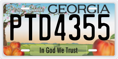 GA license plate PTD4355