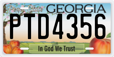 GA license plate PTD4356
