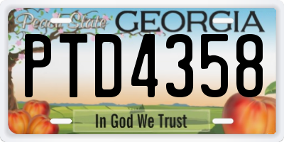 GA license plate PTD4358