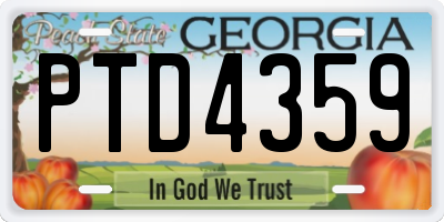 GA license plate PTD4359