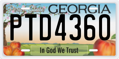 GA license plate PTD4360
