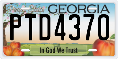 GA license plate PTD4370