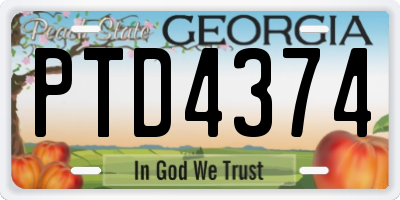 GA license plate PTD4374