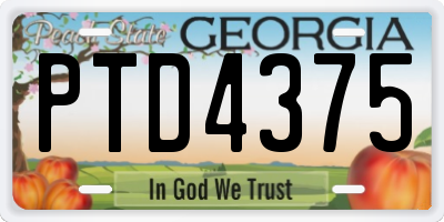 GA license plate PTD4375