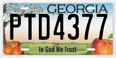 GA license plate PTD4377
