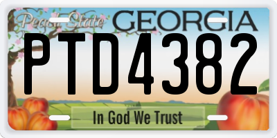 GA license plate PTD4382