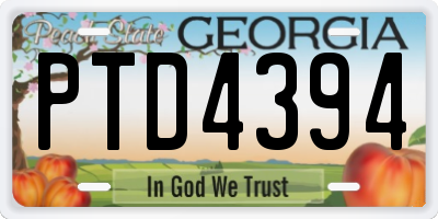 GA license plate PTD4394