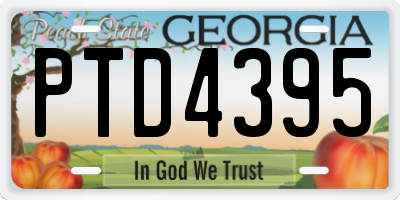 GA license plate PTD4395