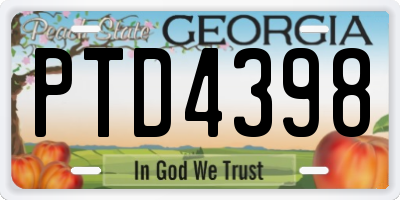GA license plate PTD4398