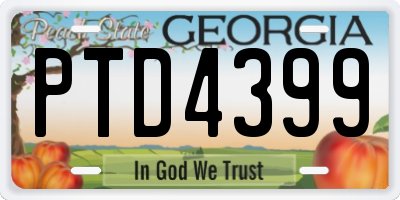 GA license plate PTD4399