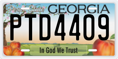 GA license plate PTD4409
