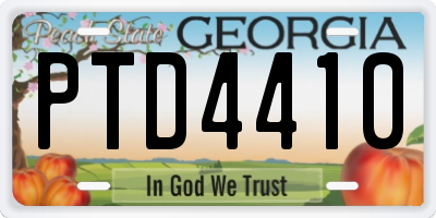 GA license plate PTD4410