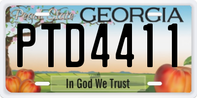 GA license plate PTD4411