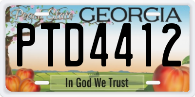 GA license plate PTD4412