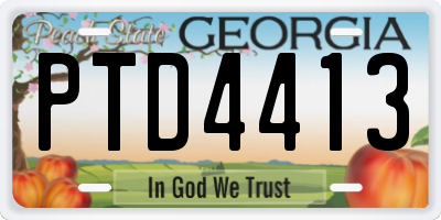 GA license plate PTD4413