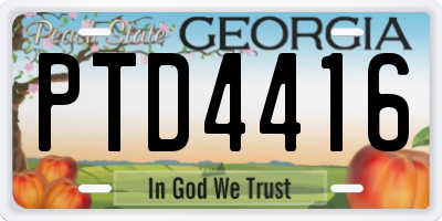 GA license plate PTD4416