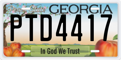 GA license plate PTD4417