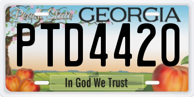 GA license plate PTD4420