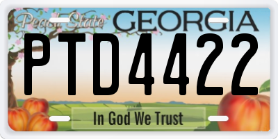 GA license plate PTD4422