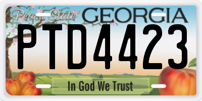 GA license plate PTD4423