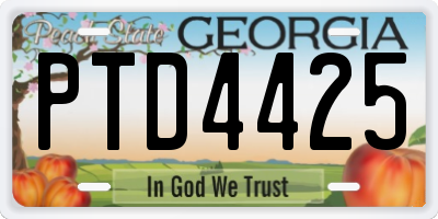 GA license plate PTD4425