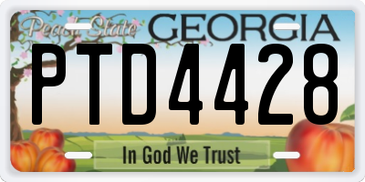 GA license plate PTD4428