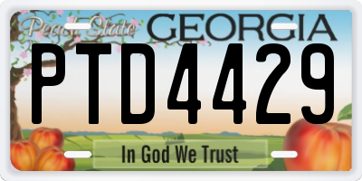 GA license plate PTD4429