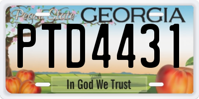 GA license plate PTD4431