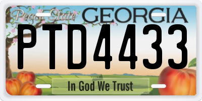 GA license plate PTD4433