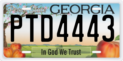 GA license plate PTD4443