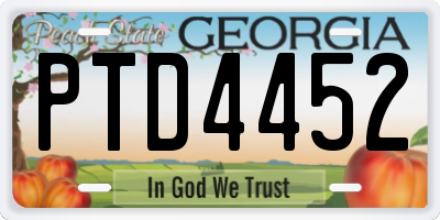 GA license plate PTD4452