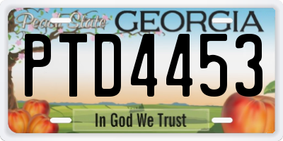 GA license plate PTD4453