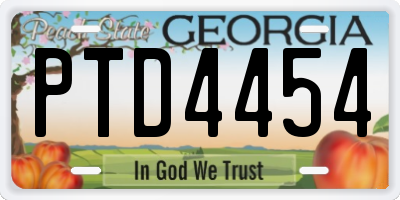 GA license plate PTD4454