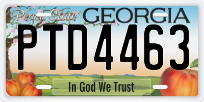 GA license plate PTD4463